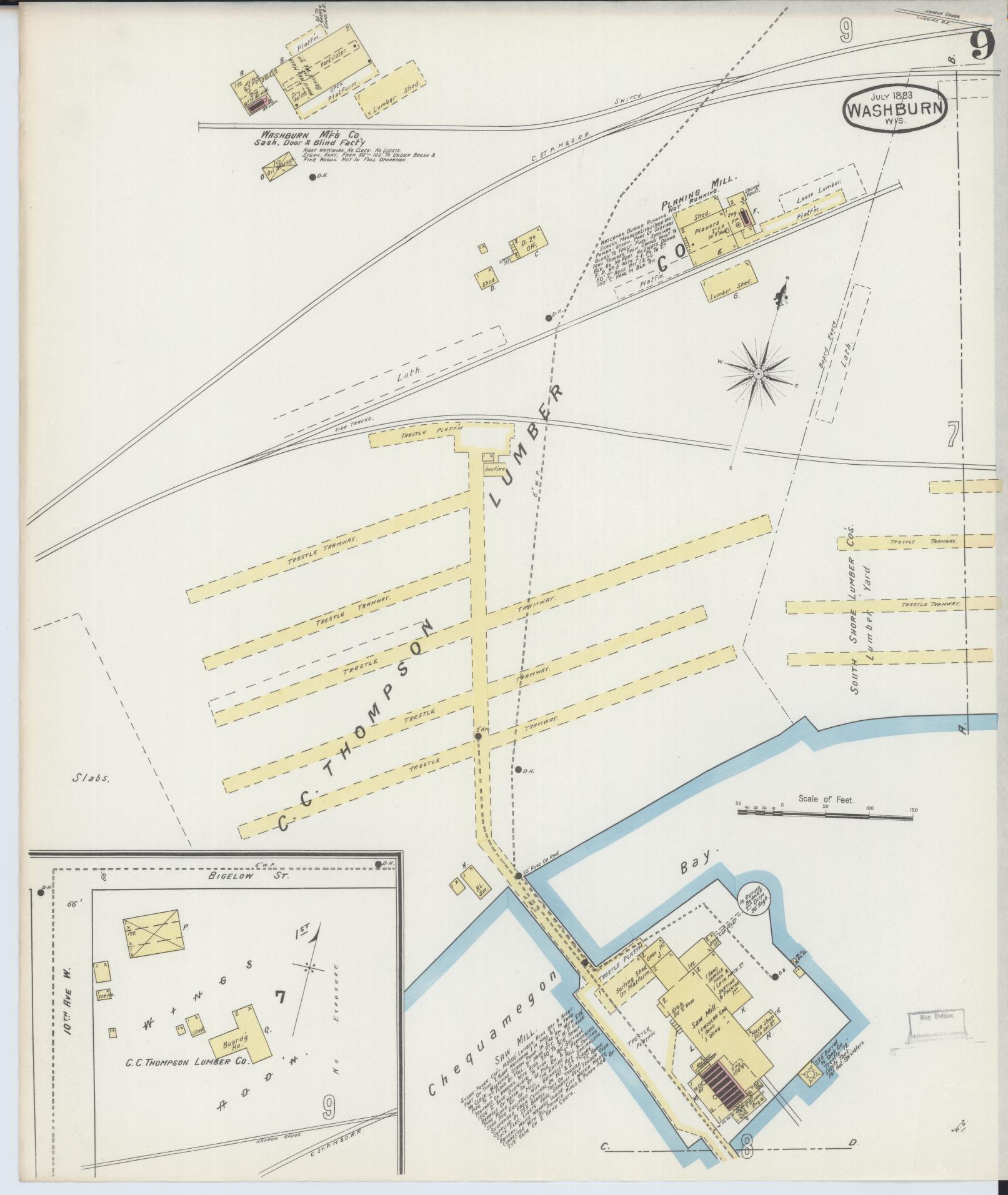 Sanborn Fire Insurance Map from Washburn, Bayfield County, Wisconsin (1893), Sheet #0009 - Complete Map Set gallery image, historic Sanborn map, vintage wall art, Wisconsin Wisconsin
