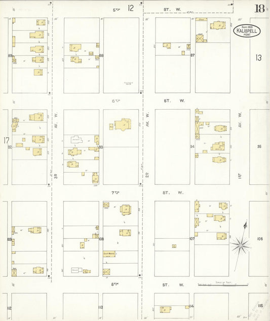 Sanborn Fire Insurance Map from Kalispell, Flathead County, Montana (1903), Sheet #0018 - Historic Sanborn Fire Insurance Map Print, vintage old map wall art, antique decor, genealogy gift, Montana Montana map