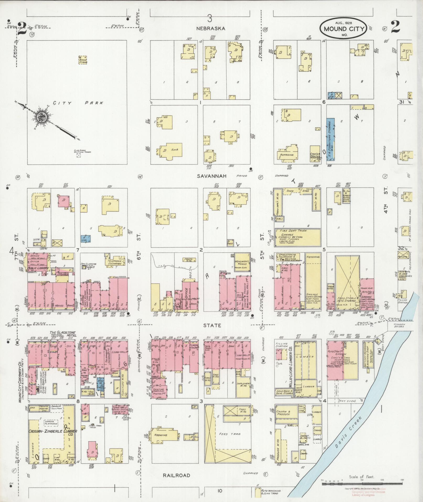 Sanborn Fire Insurance Map from Mound City, Holt County, Missouri (1928), Sheet #0002 - Complete Map Set gallery image, historic Sanborn map, vintage wall art, Missouri Missouri