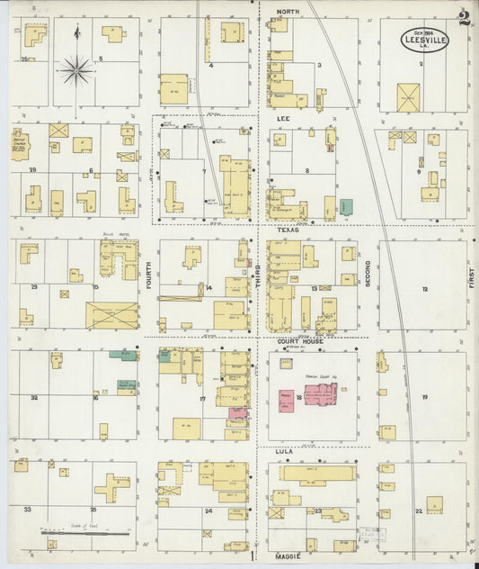 Sanborn Fire Insurance Map from Leesville, Vernon Parish, Louisiana (1904), Sheet #0002 - Historic Sanborn Fire Insurance Map Print, vintage old map wall art, antique decor, genealogy gift, Louisiana Louisiana map