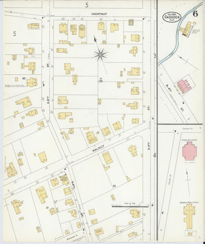 Sanborn Fire Insurance Map from Gadsden, Etowah County, Alabama (1905), Sheet #0006 - Complete Map Set gallery image, historic Sanborn map, vintage wall art, Alabama Alabama