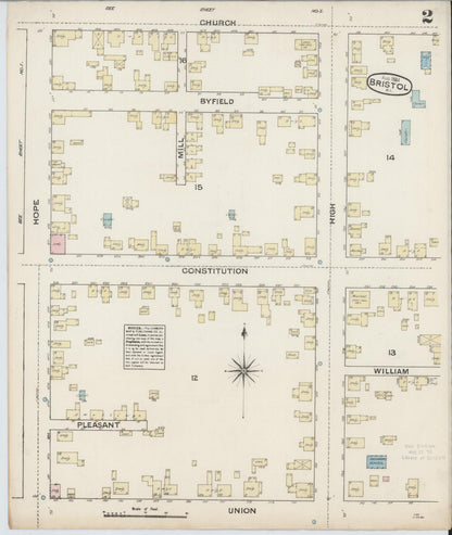 Sanborn Fire Insurance Map from Bristol, Bristol County, Rhode Island (1884), Sheet #0002 - Complete Map Set gallery image, historic Sanborn map, vintage wall art, Rhode Island Rhode Island