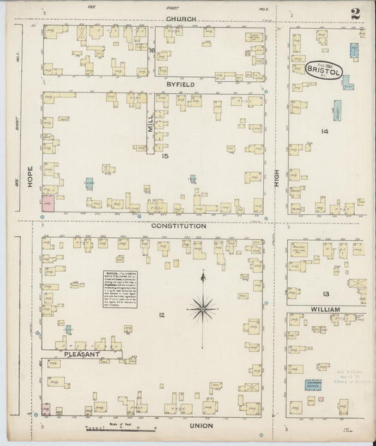 Sanborn Fire Insurance Map from Bristol, Bristol County, Rhode Island (1884), Sheet #0002 - Complete Map Set gallery image, historic Sanborn map, vintage wall art, Rhode Island Rhode Island