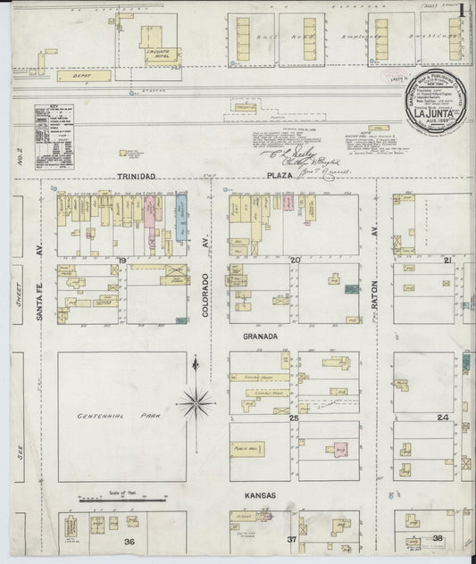 Sanborn Fire Insurance Map from La Junta, Otero County, Colorado (1889), Sheet #0001 - Complete Map Set gallery image, historic Sanborn map, vintage wall art, Colorado Colorado