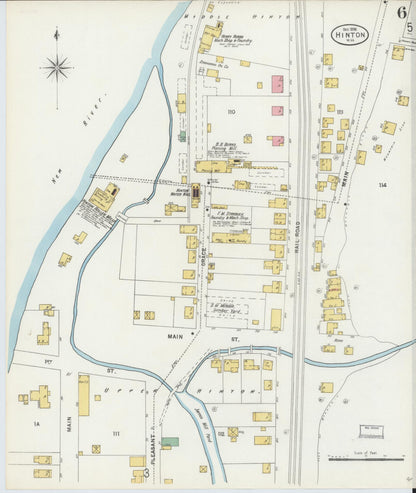 Sanborn Fire Insurance Map from Hinton, Summer County, West Virginia (1898), Sheet #0006 - Complete Map Set gallery image, historic Sanborn map, vintage wall art, West Virginia West Virginia