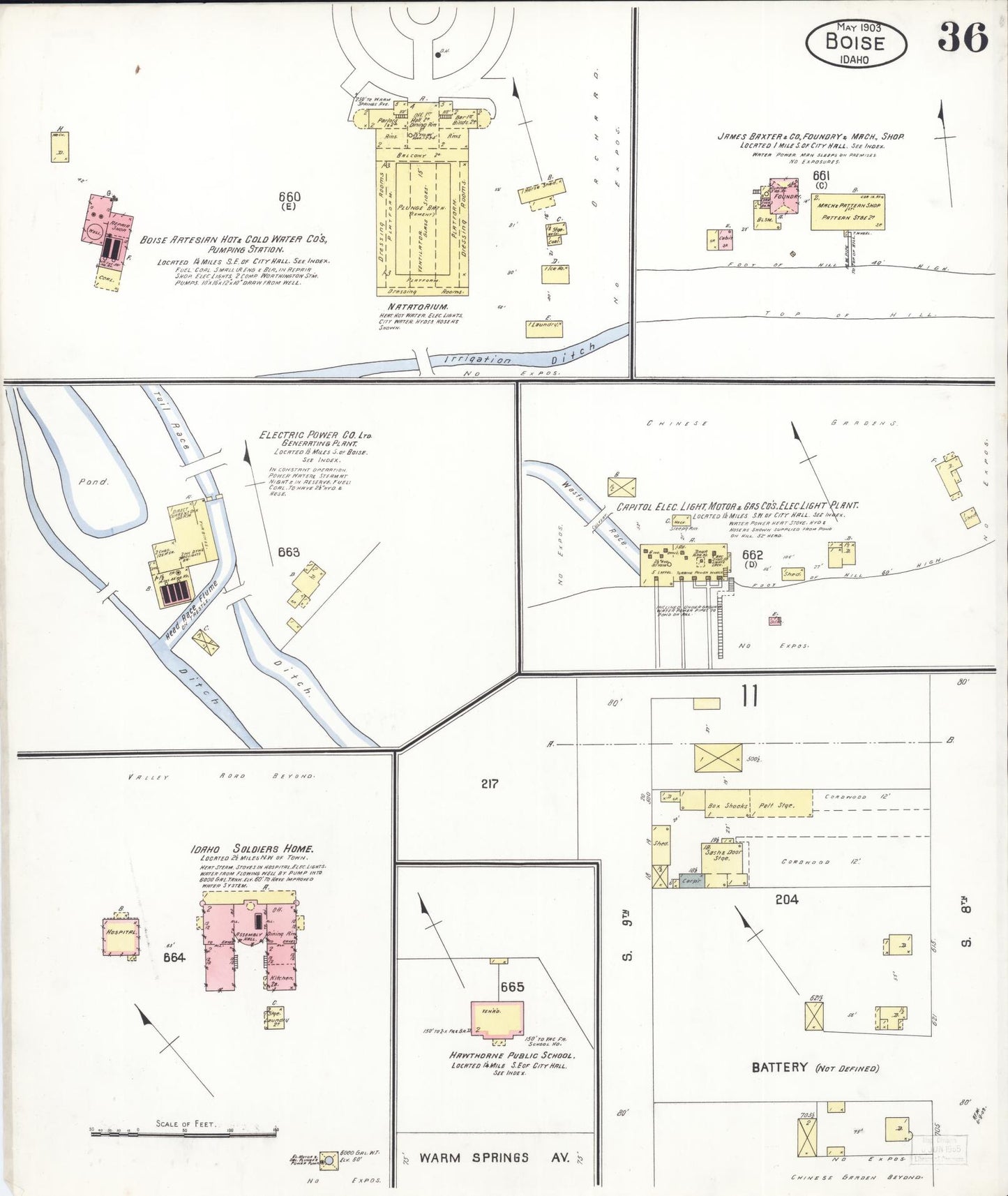 Sanborn Fire Insurance Map from Boise, Ada County, Idaho (1903), Sheet #0036 - Complete Map Set gallery image, historic Sanborn map, vintage wall art, Idaho Idaho