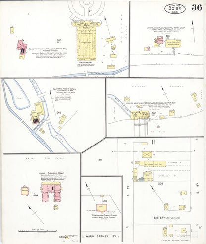 Sanborn Fire Insurance Map from Boise, Ada County, Idaho (1903), Sheet #0036 - Complete Map Set gallery image, historic Sanborn map, vintage wall art, Idaho Idaho