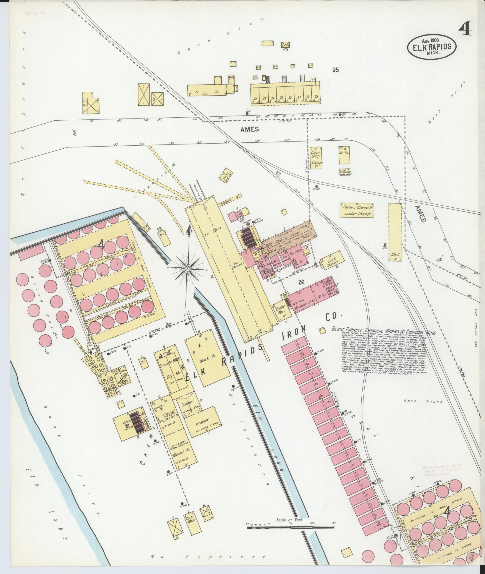 Sanborn Fire Insurance Map from Elk Rapids, Antrim County, Michigan (1900), Sheet #0004 - Complete Map Set gallery image, historic Sanborn map, vintage wall art, Michigan Michigan