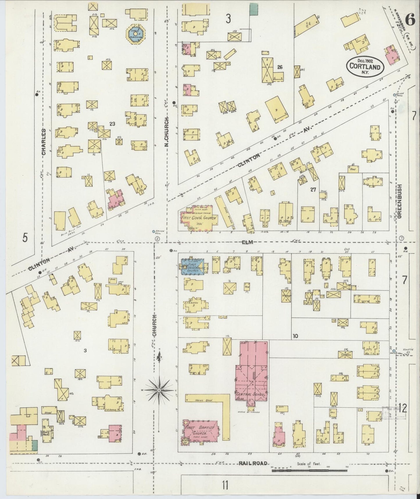 Sanborn Fire Insurance Map from Cortland, Cortland County, New York (1902), Sheet #0006 - Complete Map Set gallery image, historic Sanborn map, vintage wall art, New York New York