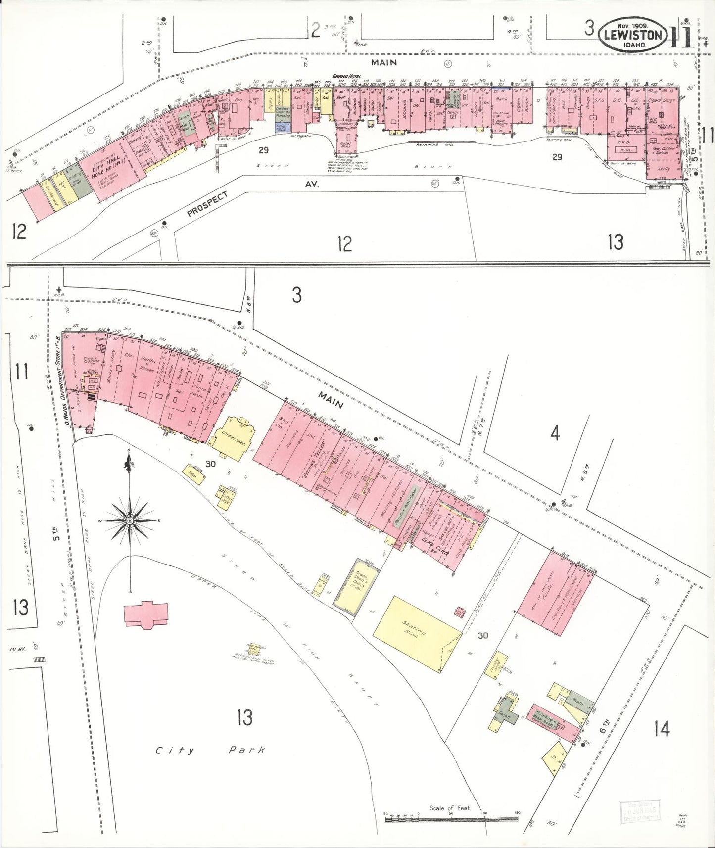 Sanborn Fire Insurance Map from Lewiston, Nez Perce County, Idaho (1909), Sheet #0011 - Complete Map Set gallery image, historic Sanborn map, vintage wall art, Idaho Idaho