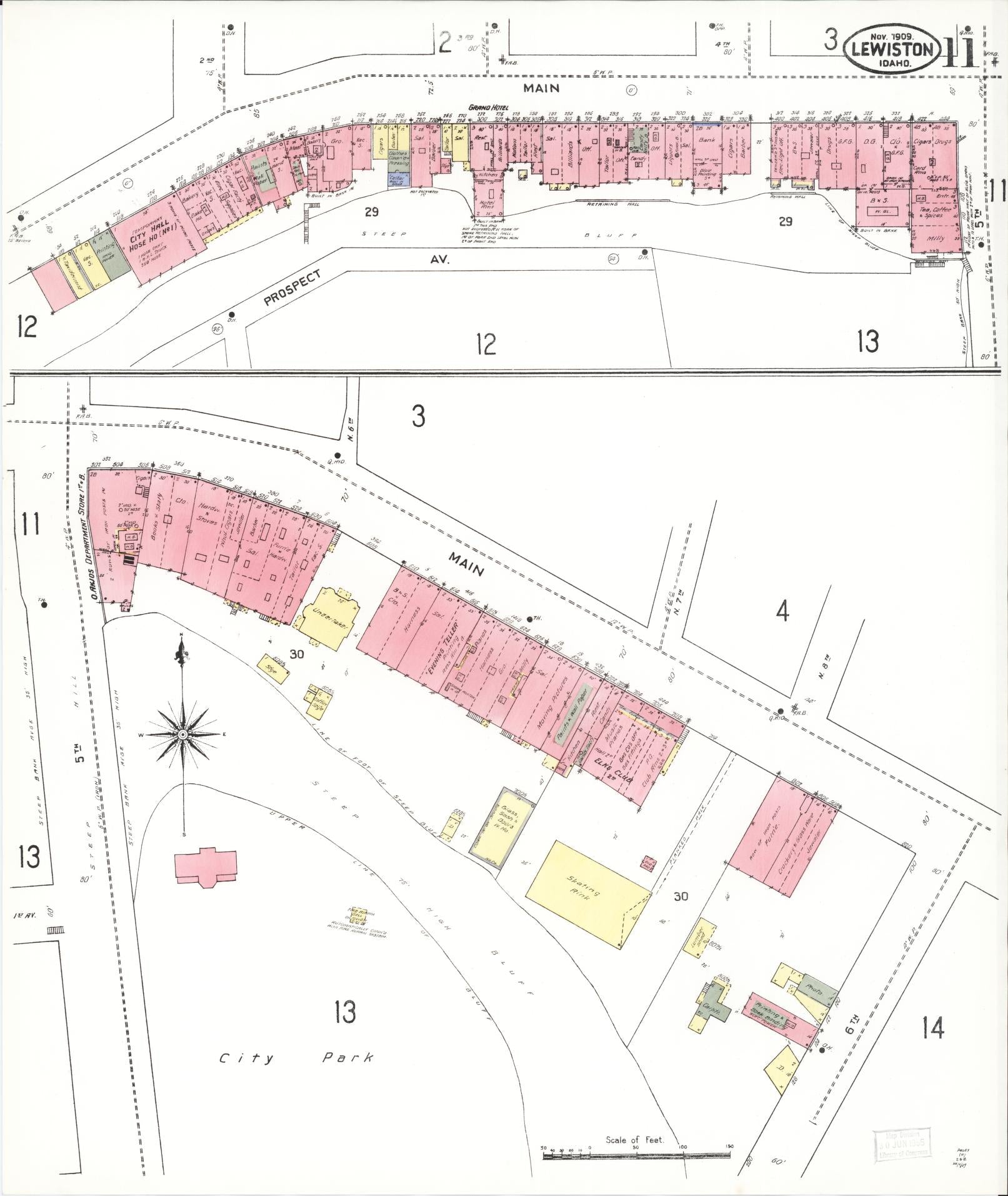 Sanborn Fire Insurance Map from Lewiston, Nez Perce County, Idaho (1909), Sheet #0011 - Complete Map Set gallery image, historic Sanborn map, vintage wall art, Idaho Idaho