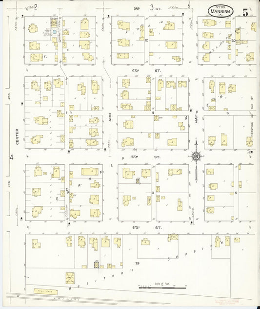 Sanborn Fire Insurance Map from Manning, Carroll County, Iowa (1913), Sheet #0005 - Historic Sanborn Fire Insurance Map Print, vintage old map wall art