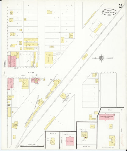 Sanborn Fire Insurance Map from Pocahontas, Pocahontas County, Iowa (1916), Sheet #0002 - Historic Sanborn Fire Insurance Map Print, vintage old map wall art