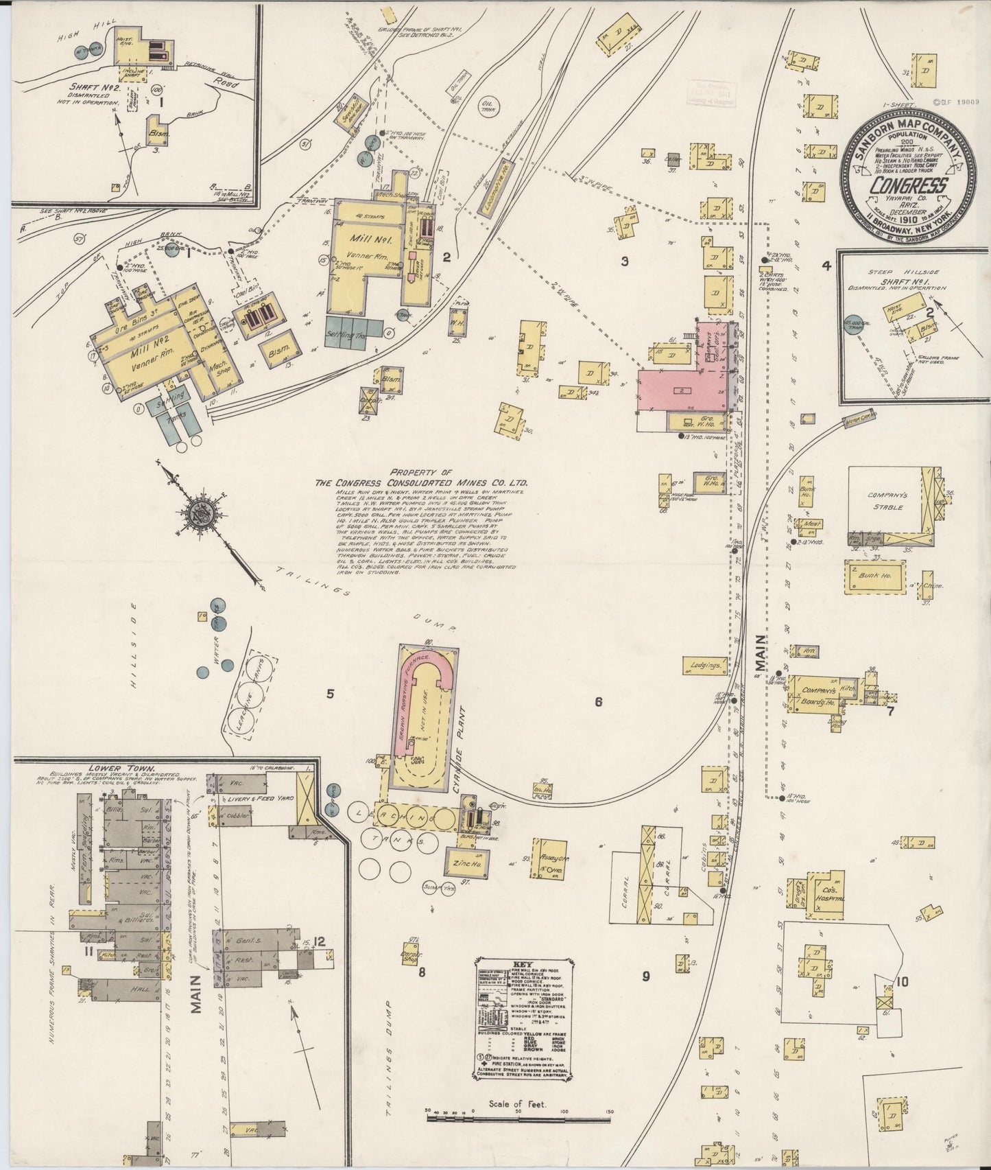 Sanborn Fire Insurance Map from Congress, Yavapai County, Arizona (1910), Sheet #0001 - Complete Map Set gallery image, historic Sanborn map, vintage wall art, Arizona Arizona
