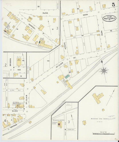 Sanborn Fire Insurance Map from Houtzdale, Clearfield County, Pennsylvania (1904), Sheet #0005 - Historic Sanborn Fire Insurance Map Print, vintage old map wall art, antique decor, genealogy gift, Pennsylvania Pennsylvania map