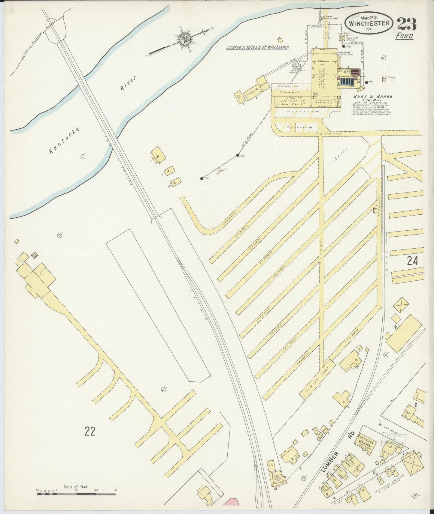 Sanborn Fire Insurance Map from Winchester, Clark County, Kentucky (1912), Sheet #0023 - Complete Map Set gallery image, historic Sanborn map, vintage wall art, Kentucky Kentucky
