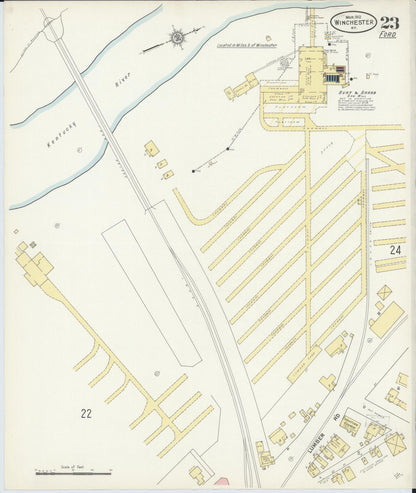 Sanborn Fire Insurance Map from Winchester, Clark County, Kentucky (1912), Sheet #0023 - Complete Map Set gallery image, historic Sanborn map, vintage wall art, Kentucky Kentucky