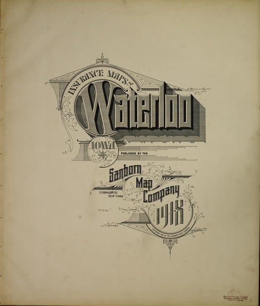 Sanborn Fire Insurance Map from Waterloo, Black Hawk County, Iowa (1918), Sheet #0001 - Historic Sanborn Fire Insurance Map Print, vintage old map wall art