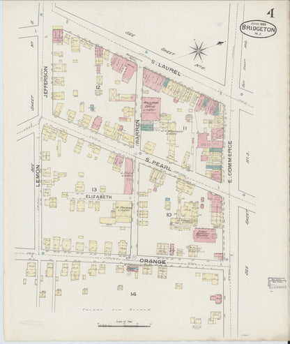 Sanborn Fire Insurance Map from Bridgeton, Cumberland County, New Jersey (1886), Sheet #0004 - Complete Map Set gallery image, historic Sanborn map, vintage wall art, New Jersey New Jersey