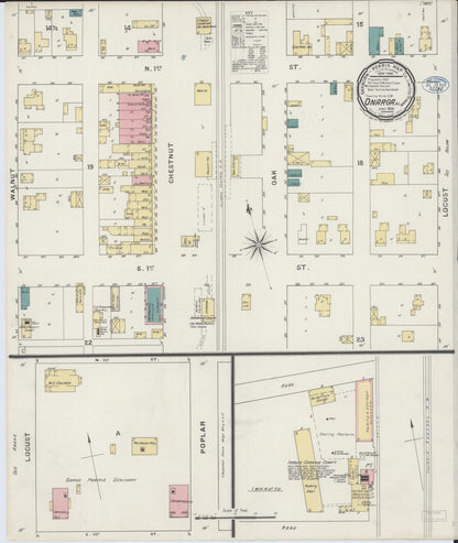 Sanborn Fire Insurance Map from Onarga, Iroquois County, Illinois (1894), Sheet #0001 - Historic Sanborn Fire Insurance Map Print, vintage old map wall art, antique decor, genealogy gift, Illinois Illinois map