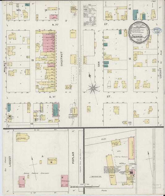 Sanborn Fire Insurance Map from Onarga, Iroquois County, Illinois (1894), Sheet #0001 - Historic Sanborn Fire Insurance Map Print, vintage old map wall art, antique decor, genealogy gift, Illinois Illinois map