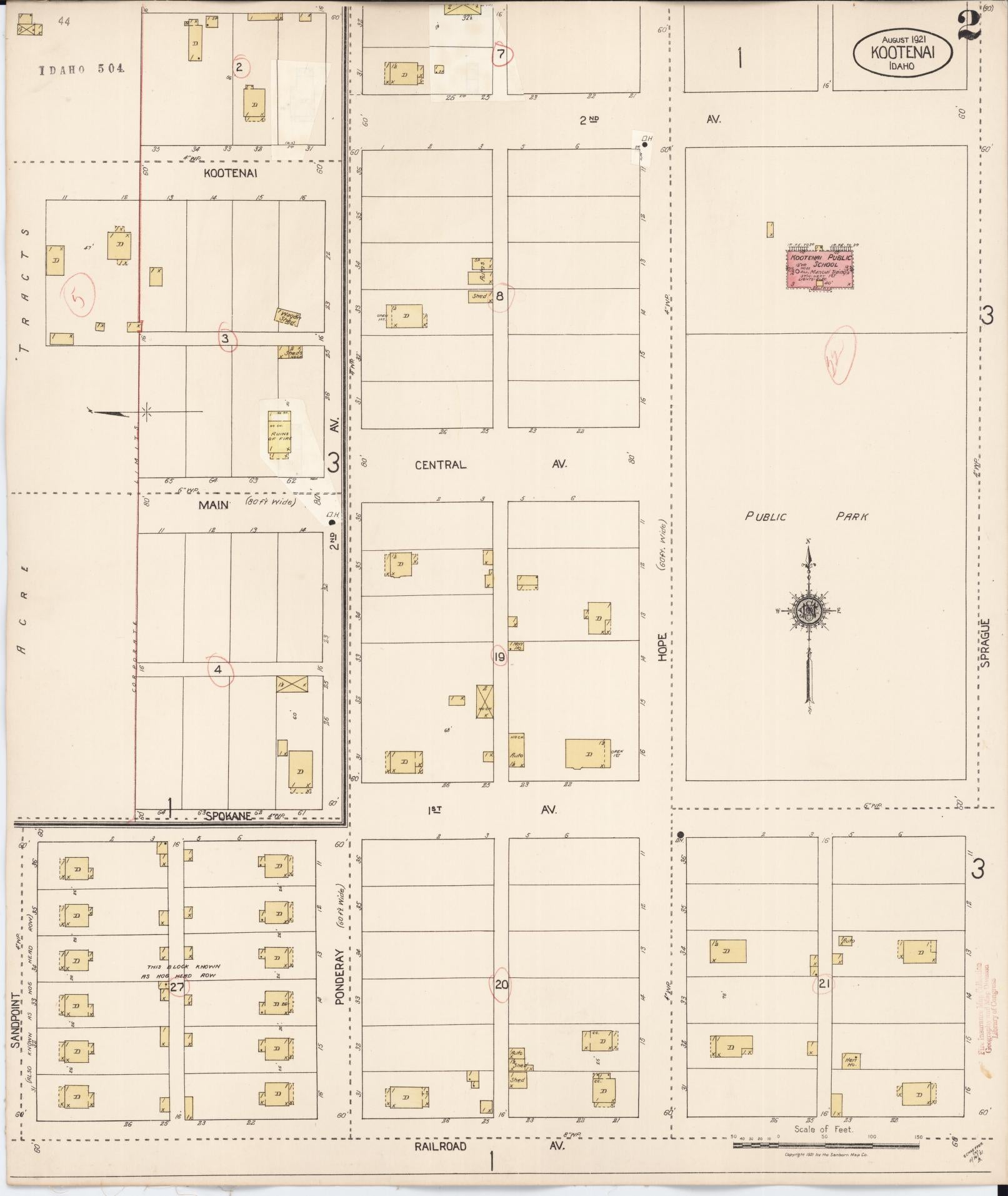 Sanborn Fire Insurance Map from Kootenai, Bonner County, Idaho (1927), Sheet #0002 - Complete Map Set gallery image, historic Sanborn map, vintage wall art, Idaho Idaho