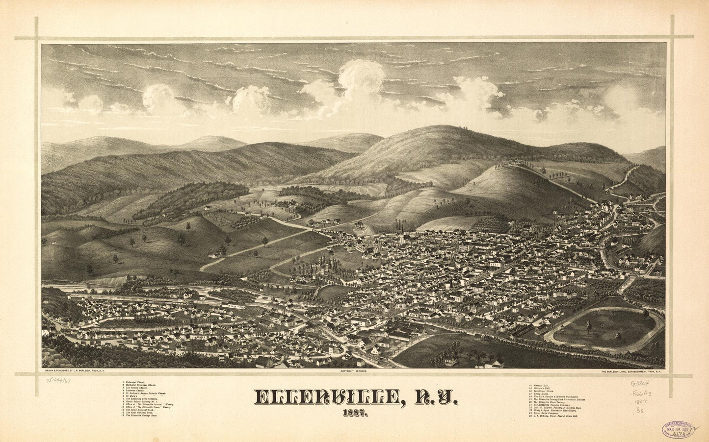 Ellenville, N.Y. 1887. (1887) – Historic Bird’s-Eye View Panorama Print
