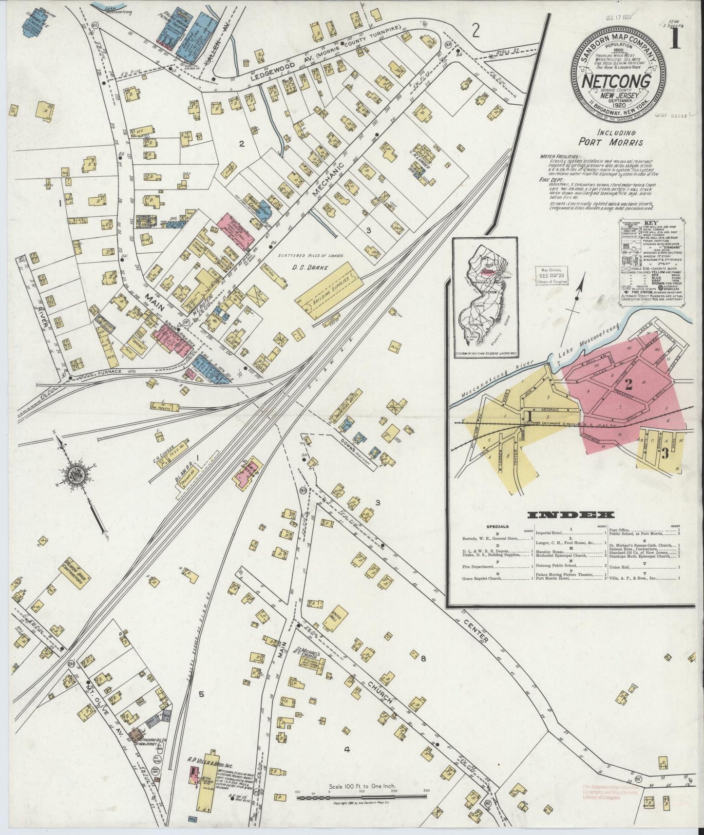 Sanborn Fire Insurance Map from Netcong, Morris County, New Jersey. (1920) – Historic Sanborn Fire Insurance Map Print