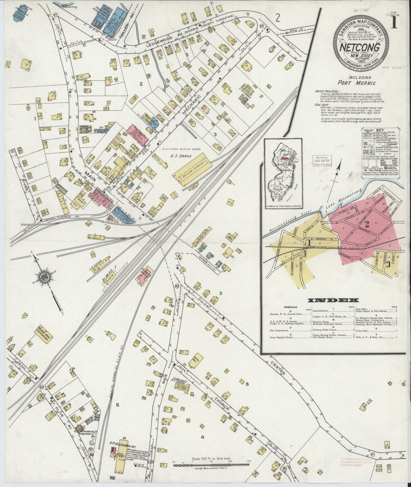 Sanborn Fire Insurance Map from Netcong, Morris County, New Jersey. (1920) – Historic Sanborn Fire Insurance Map Print