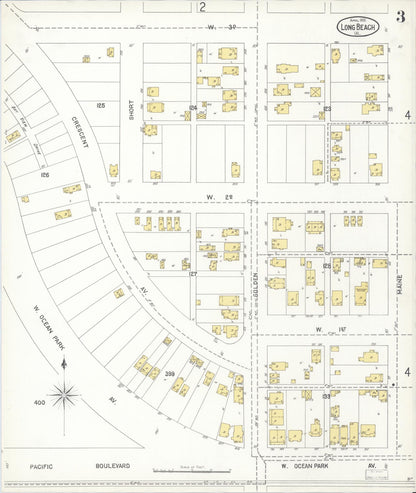 Sanborn Fire Insurance Map from Long Beach, Los Angeles County, California (1905), Sheet #0003 - Complete Map Set gallery image, historic Sanborn map, vintage wall art, California California