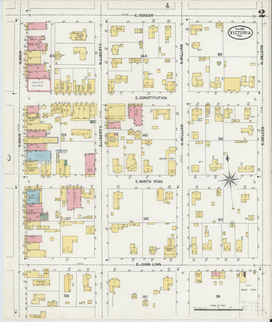 Sanborn Fire Insurance Map from Victoria, Victoria County, Texas (1902), Sheet #0002 - Historic Sanborn Fire Insurance Map Print, vintage old map wall art, antique decor, genealogy gift, Texas Texas map