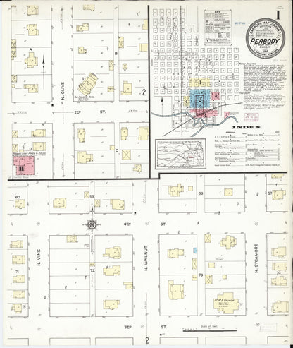 Sanborn Fire Insurance Map from Peabody, Marion County, Kansas (1914), Sheet #0001 - Complete Map Set gallery image, historic Sanborn map, vintage wall art, Kansas Kansas
