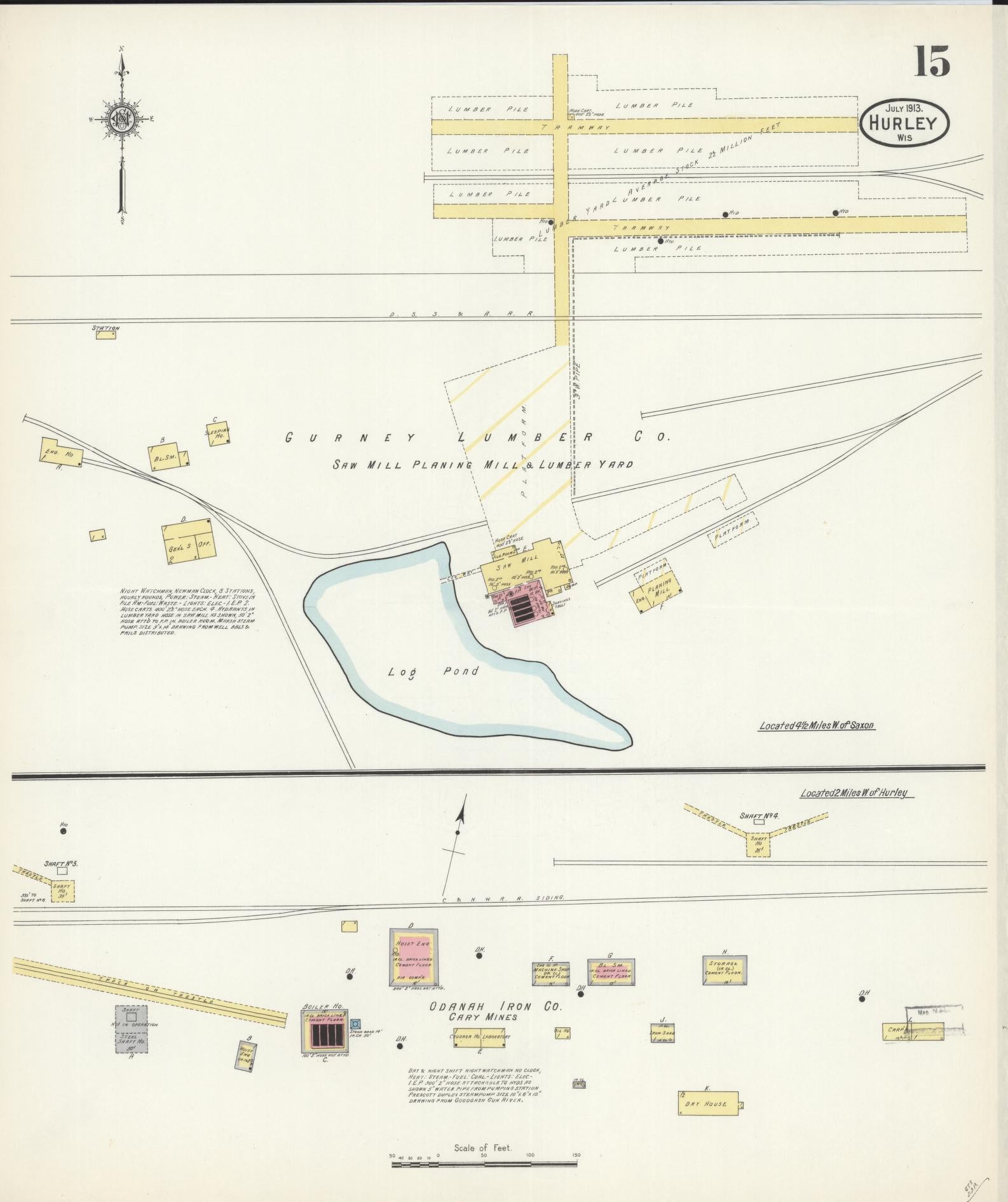 Sanborn Fire Insurance Map from Hurley, Iron County, Wisconsin (1913), Sheet #0015 - Complete Map Set gallery image, historic Sanborn map, vintage wall art, Wisconsin Wisconsin