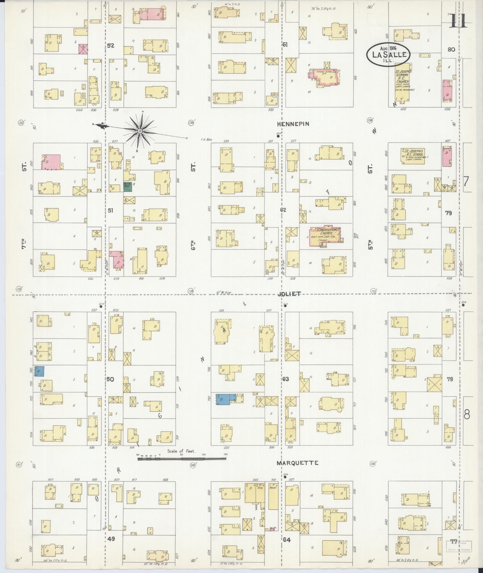 Sanborn Fire Insurance Map from La Salle, La Salle County, Illinois (1906), Sheet #0011 - Complete Map Set gallery image, historic Sanborn map, vintage wall art, Illinois Illinois