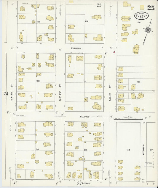 Sanborn Fire Insurance Map from Fulton, Oswego County, New York (1911), Sheet #0025 - Historic Sanborn Fire Insurance Map Print, vintage old map wall art, antique decor, genealogy gift, New York New York map