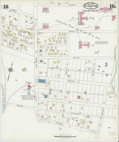 Sanborn Fire Insurance Map from Saint Augustine, Saint John's County, Florida (1924), Sheet #0018 - Complete Map Set gallery image, historic Sanborn map, vintage wall art, Florida Florida