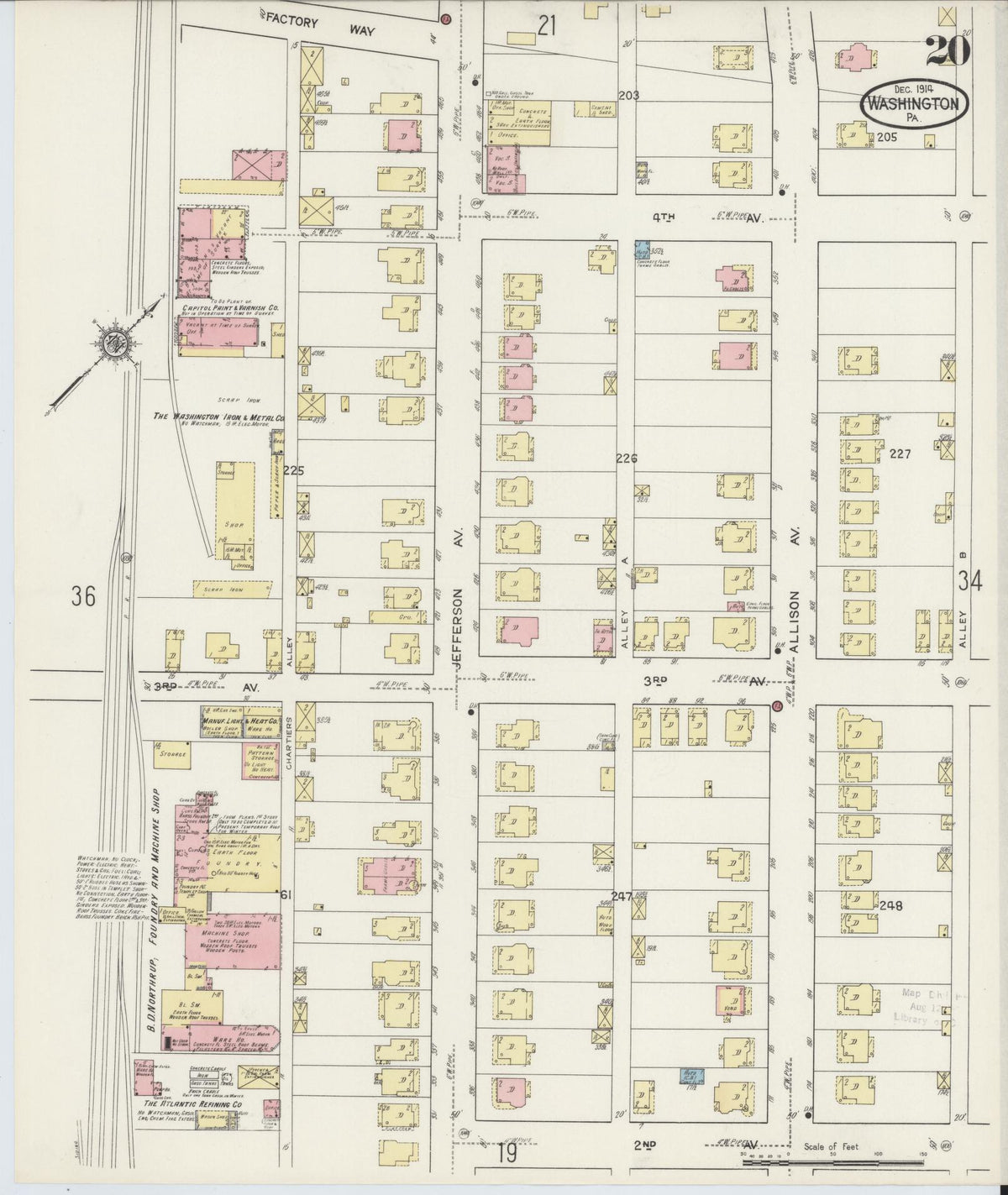 Sanborn Fire Insurance Map from Washington, Washington County, Pennsylvania (1914), Sheet #0020 - Complete Map Set gallery image, historic Sanborn map, vintage wall art, Sanborn Fire Insurance Map from Washington Washington