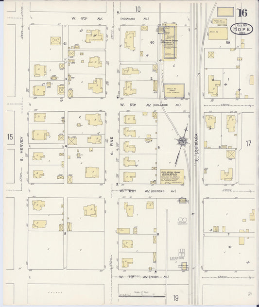 Sanborn Fire Insurance Map from Hope, Hempstead County, Arkansas (1913), Sheet #0016 - Historic Sanborn Fire Insurance Map Print, vintage old map wall art, antique decor, genealogy gift, Arkansas Arkansas map