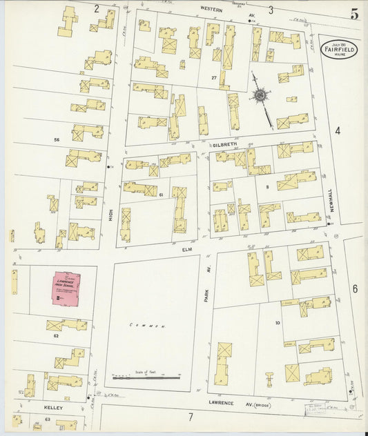 Sanborn Fire Insurance Map from Fairfield, Somerset County, Maine (1911), Sheet #0005 - Historic Sanborn Fire Insurance Map Print, vintage old map wall art, antique decor, genealogy gift, Maine Maine map