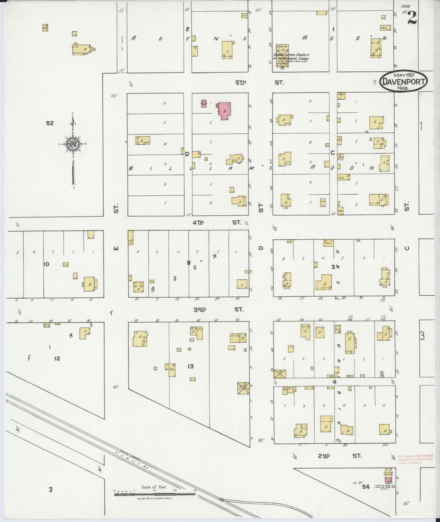 Sanborn Fire Insurance Map from Davenport, Thayer County, Nebraska (1921), Sheet #0002 - Historic Sanborn Fire Insurance Map Print, vintage old map wall art, antique decor, genealogy gift, Nebraska Nebraska map