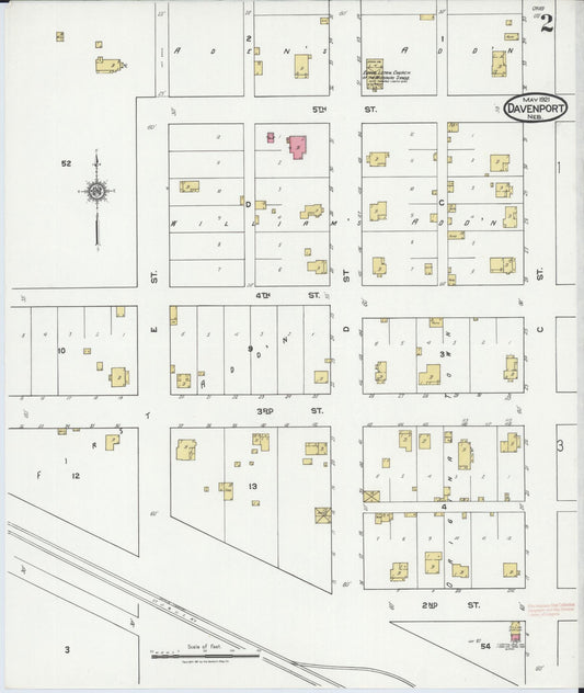 Sanborn Fire Insurance Map from Davenport, Thayer County, Nebraska (1921), Sheet #0002 - Historic Sanborn Fire Insurance Map Print, vintage old map wall art, antique decor, genealogy gift, Nebraska Nebraska map