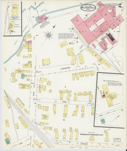 Sanborn Fire Insurance Map from Mechanic Falls, Androscoggin County, Maine (1907), Sheet #0002 - Complete Map Set gallery image, historic Sanborn map, vintage wall art, Maine Maine