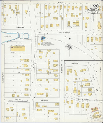 Sanborn Fire Insurance Map from Stillwater, Washington County, Minnesota (1904), Sheet #0020 - Historic Sanborn Fire Insurance Map Print, vintage old map wall art, antique decor, genealogy gift, Minnesota Minnesota map