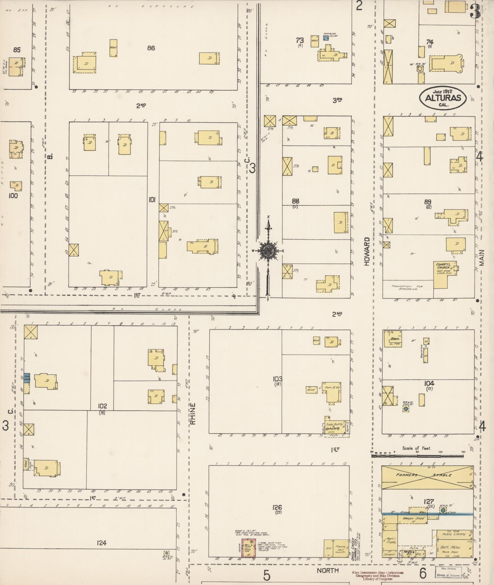 Sanborn Fire Insurance Map from Alturas, Modoc County, California (1912), Sheet #0003 - Historic Sanborn Fire Insurance Map Print, vintage old map wall art, antique decor, genealogy gift, California California map