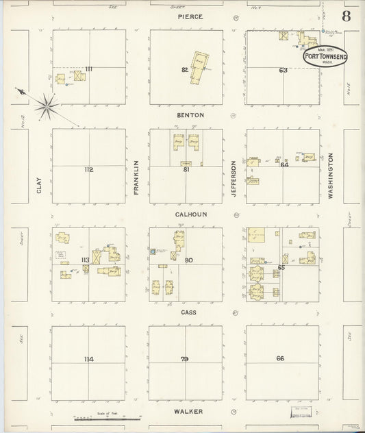 Sanborn Fire Insurance Map from Port Townsend, Jefferson County, Washington (1891), Sheet #0008 - Historic Sanborn Fire Insurance Map Print, vintage old map wall art, antique decor, genealogy gift, Washington Washington map