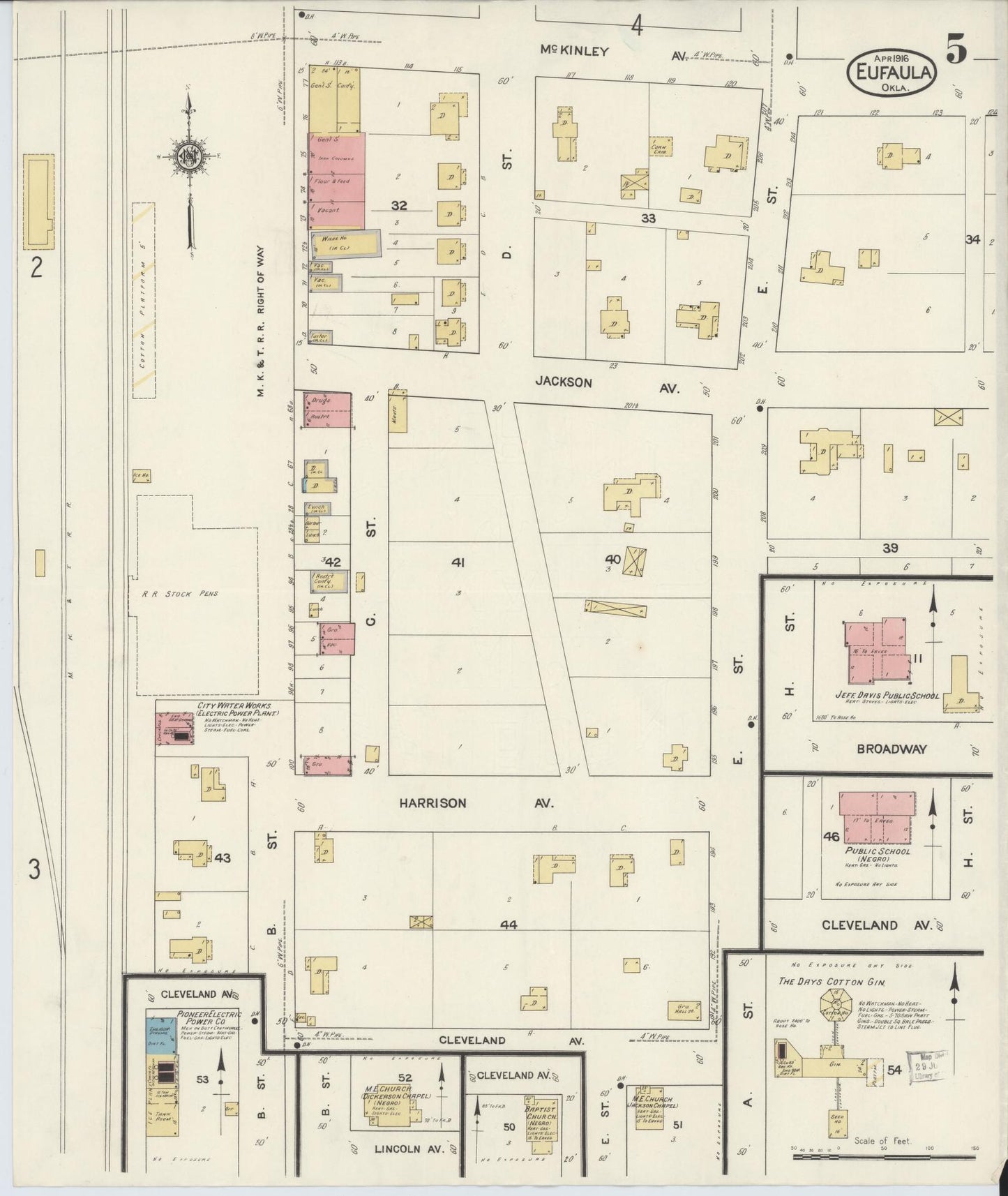 Sanborn Fire Insurance Map from Eufala, McIntosch County, Oklahoma (1916), Sheet #0005 - Complete Map Set gallery image, historic Sanborn map, vintage wall art, Oklahoma Oklahoma