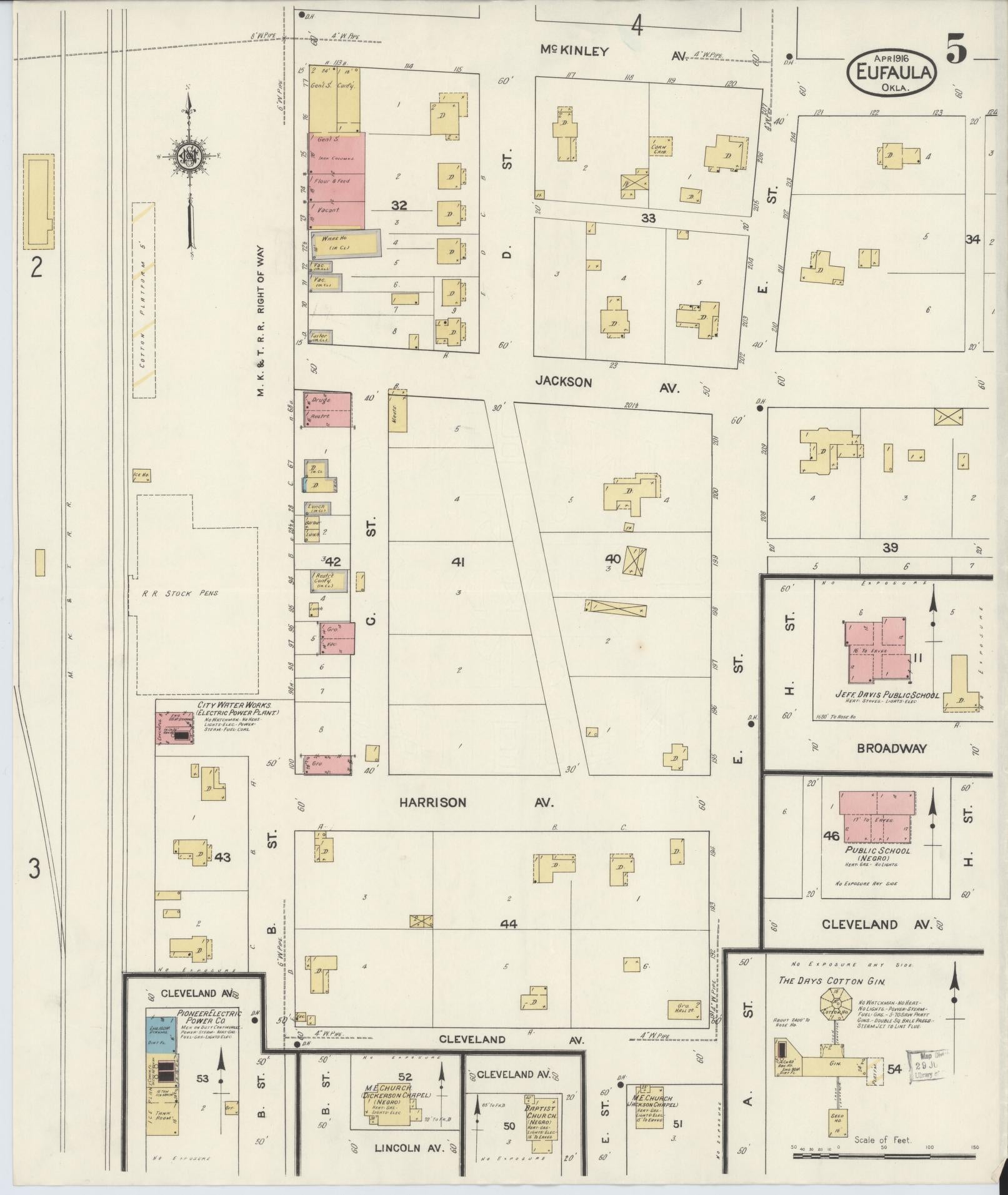 Sanborn Fire Insurance Map from Eufala, McIntosch County, Oklahoma (1916), Sheet #0005 - Complete Map Set gallery image, historic Sanborn map, vintage wall art, Oklahoma Oklahoma