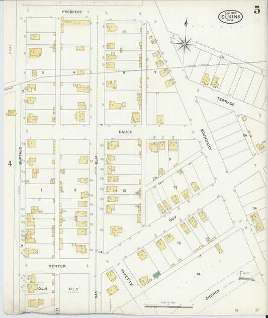 Sanborn Fire Insurance Map from Elkins, Randolph County, West Virginia (1905), Sheet #0005 - Historic Sanborn Fire Insurance Map Print, vintage old map wall art, antique decor, genealogy gift, West Virginia West Virginia map