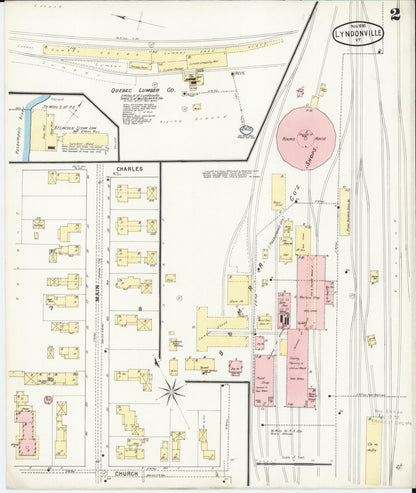 Sanborn Fire Insurance Map from Lyndonville, Caledonia County, Vermont (1895), Sheet #0002 - Complete Map Set gallery image, historic Sanborn map, vintage wall art, Vermont Vermont