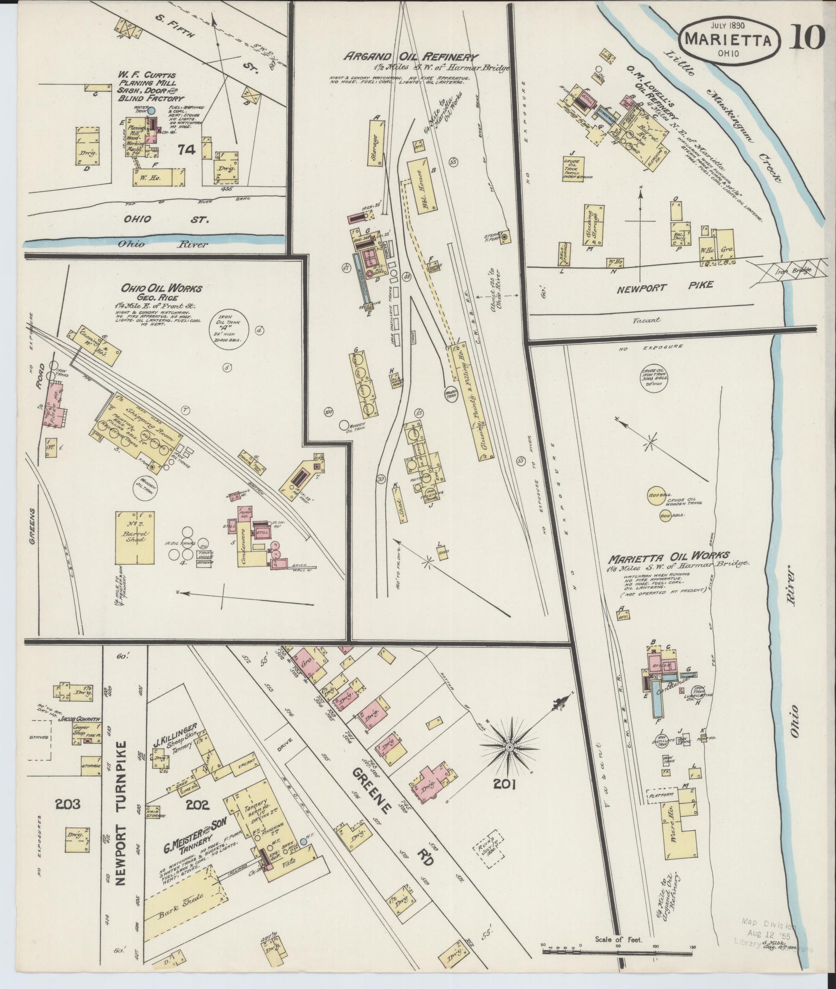 Sanborn Fire Insurance Map from Marietta, Washington County, Ohio (1890), Sheet #0010 - Historic Sanborn Fire Insurance Map Print, vintage old map wall art, antique decor, genealogy gift, Ohio Ohio map